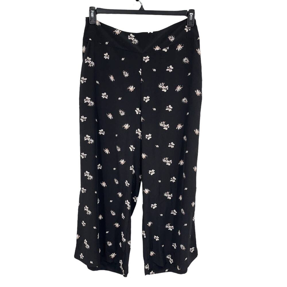 Gibsonlook pants Smocked waist wide leg pants floral black size XXL